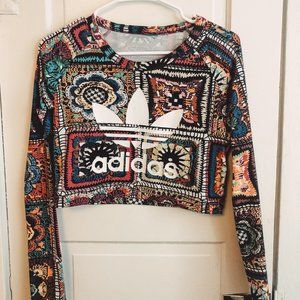 Adidas Tribal Print Long Sleeve Crop Top